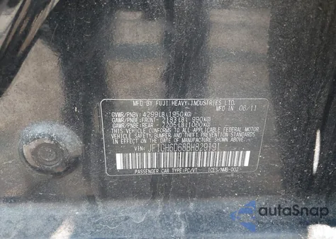 2011 Subaru Impreza Outback Sport from USA, damaged, VIN JF1GH6D68BH829191